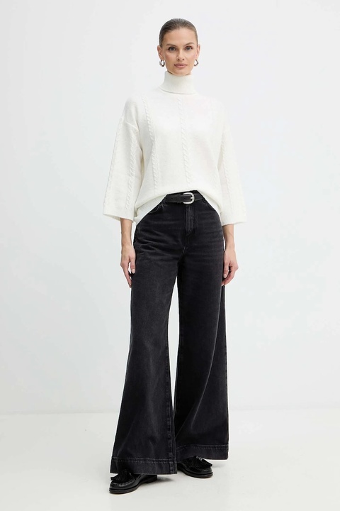 Marella sweter z dodatkiem wełny Emme by Marella damski kolor beżowy lekki 2525366032200 - zdjęcie produktu nr 1