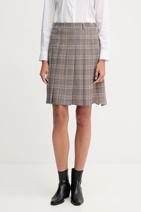 Tommy Hilfiger spódnica kolor brązowy mini rozkloszowana WW0WW46651 - zdjęcie produktu nr 1