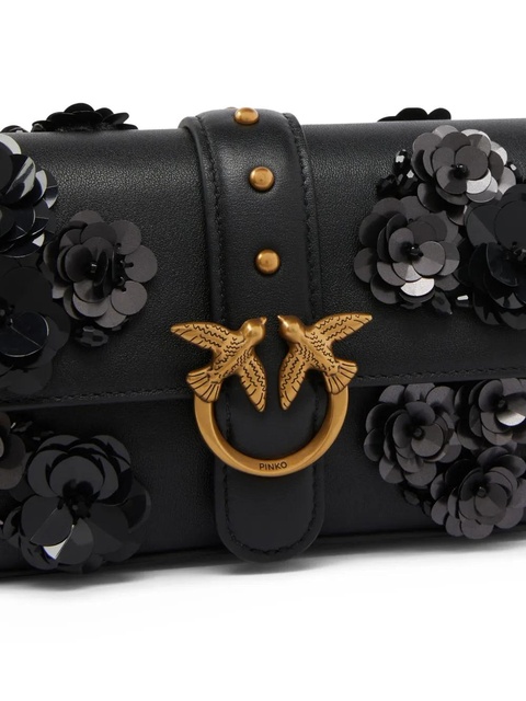 PINKO flower-embellished leather bag - Black - zdjęcie produktu nr 2