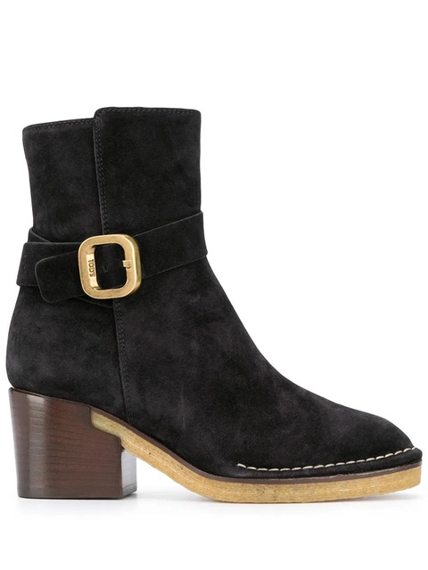 Tod's buckle-strap suede ankle boots - Black - zdjęcie produktu nr 1