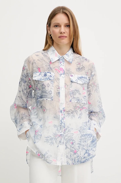 Twinset koszula damska kolor biały relaxed z kołnierzykiem klasycznym 251AQ2091 - zdjęcie produktu nr 1