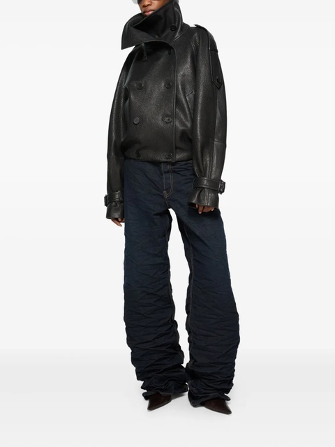 Acne Studios double-breasted buckled-cuffs leather jacket - Black - zdjęcie produktu nr 2