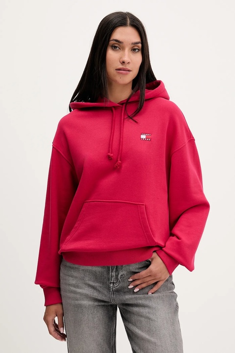 Tommy Jeans bluza bawełniana damska kolor różowy z kapturem DW0DW19414 - zdjęcie produktu nr 1