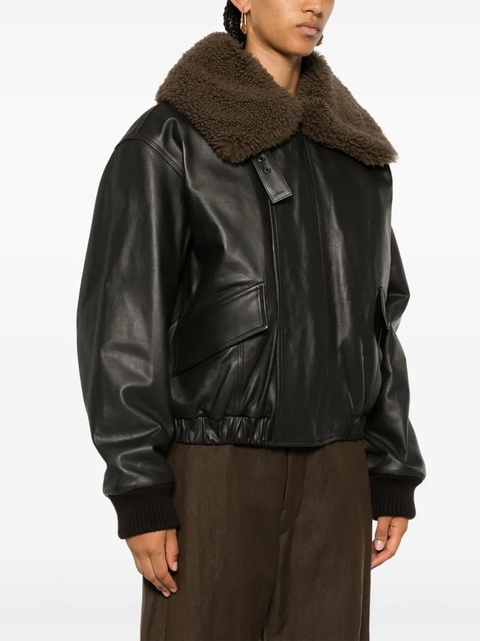 LEMAIRE shearling collar leather jacket - Brown - zdjęcie produktu nr 2
