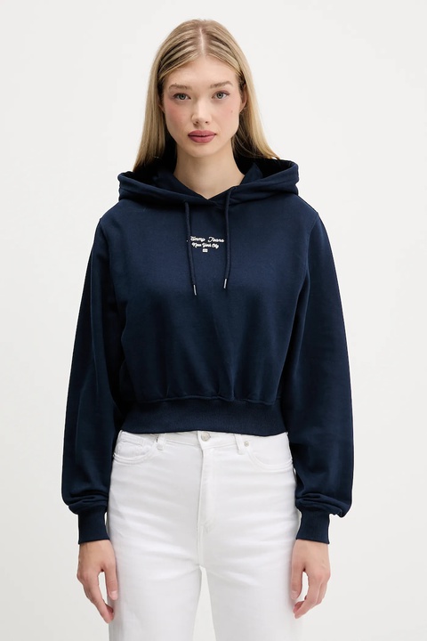 Tommy Jeans bluza bawełniana damska kolor granatowy z kapturem z nadrukiem DW0DW22170 - zdjęcie produktu nr 1