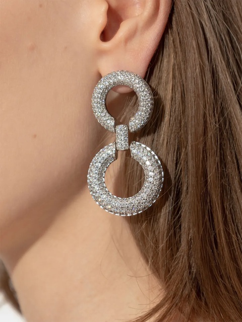 Self-Portrait crystal-embellishment earrings - Silver - zdjęcie produktu nr 2