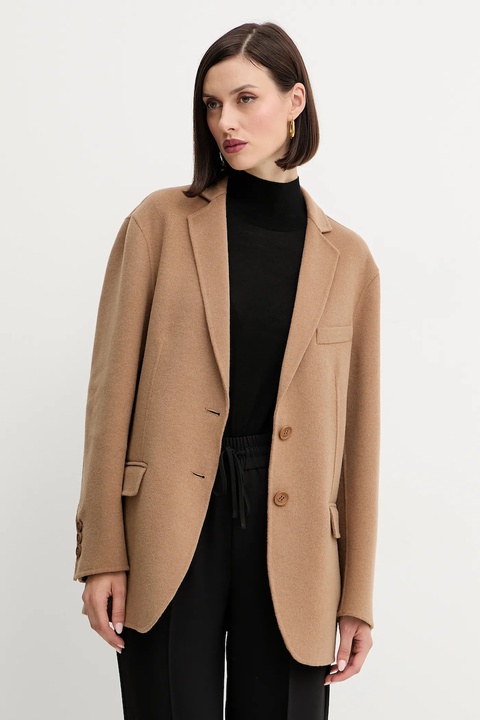 Twinset płaszcz z wełną kolor brązowy 252TP2072 - zdjęcie produktu nr 2
