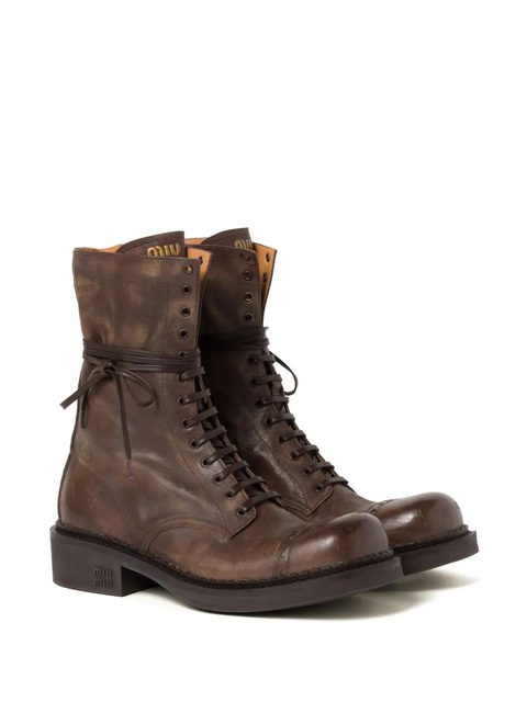 Miu Miu Leather Laced boots (35mm) - Brown - zdjęcie produktu nr 2