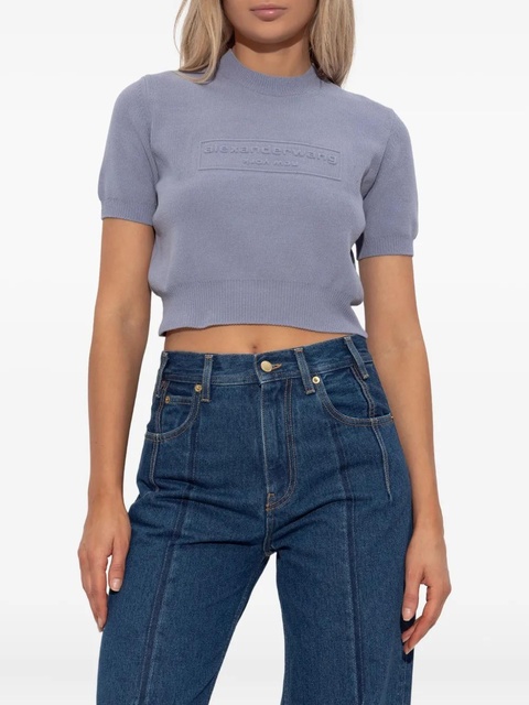 Alexander Wang embossed-logo short-sleeve top - Purple - zdjęcie produktu nr 2