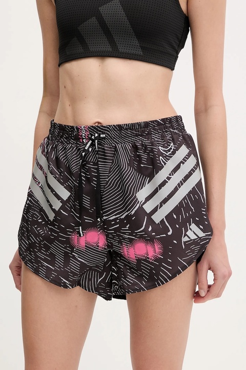 adidas Performance szorty do biegania kolor czarny wzorzyste high waist JC7389 - zdjęcie produktu nr 1