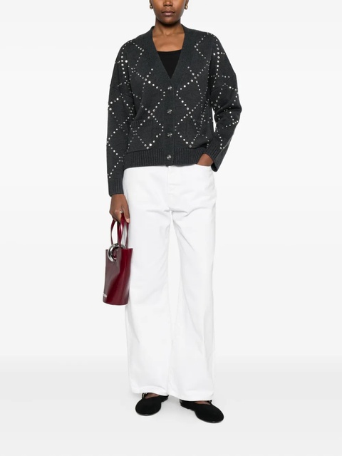 Maje diamond-pattern studded cardigan - Grey - zdjęcie produktu nr 1