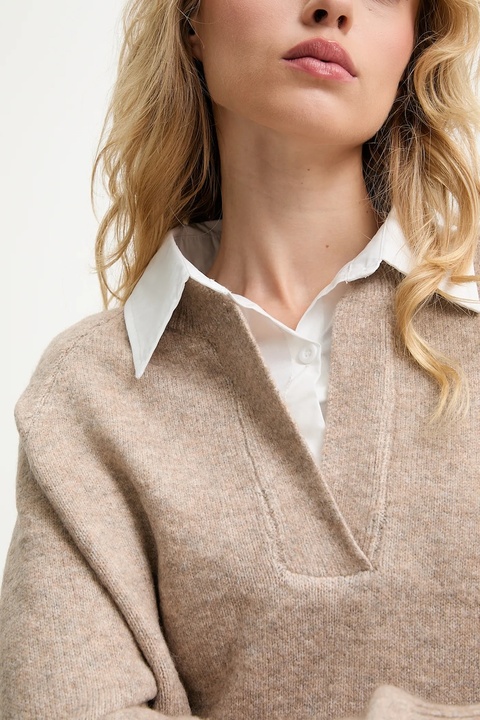 Answear.LAB komplet z wełną damski kolor beżowy - zdjęcie produktu nr 1