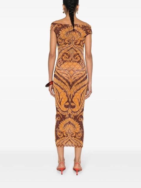 ETRO graphic-print mesh maxi dress - Brown - zdjęcie produktu nr 2