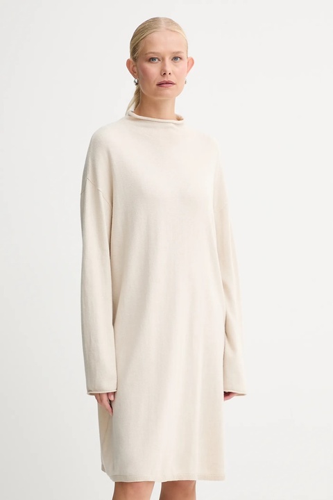 Marc O'Polo sukienka z dodatkiem wełny kolor beżowy mini oversize 509511867033 - zdjęcie produktu nr 1