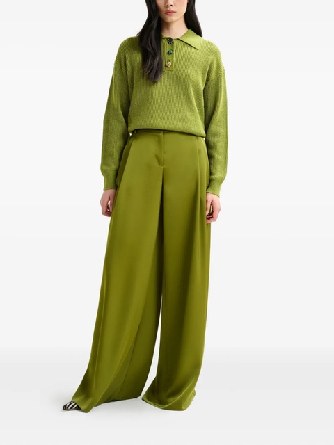 Essentiel Antwerp Ixie pleated satin-effect palazzo pants - Green - zdjęcie produktu nr 2