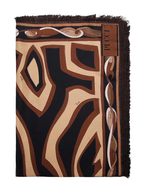 PUCCI fringed abstract-pattern scarf - Black - zdjęcie produktu nr 1