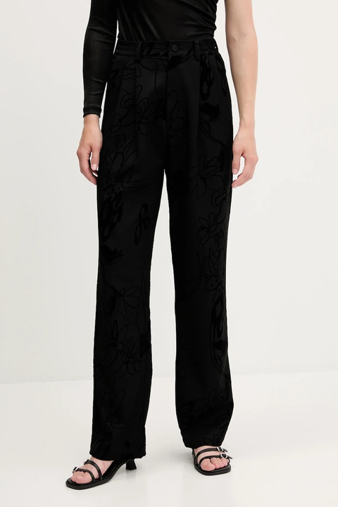 Desigual spodnie FLOCK damskie kolor czarny szerokie high waist 25WWPW05 - zdjęcie produktu nr 1