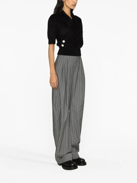 Balmain crystal-embellished buttons wrap knitted top - Black - zdjęcie produktu nr 1