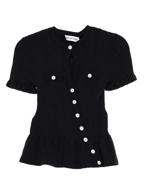 Self-Portrait ruffled button top - Blue - zdjęcie produktu nr 1