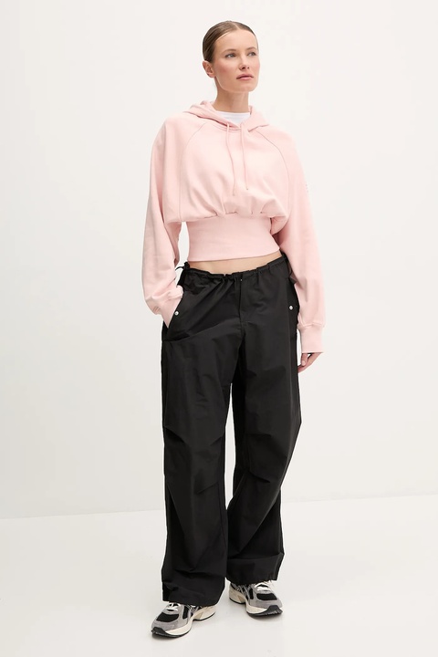 adidas by Stella McCartney bluza bawełniana damska kolor pomarańczowy z kapturem gładka JJ4161 - zdjęcie produktu nr 2
