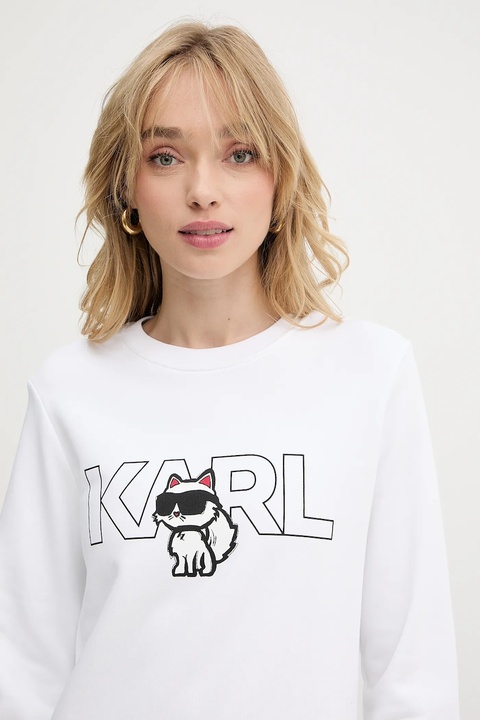 Karl Lagerfeld bluza bawełniana IKON damska kolor biały z nadrukiem A3W20056 - zdjęcie produktu nr 2