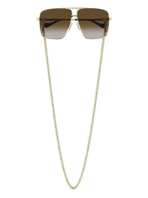 Gucci Eyewear detachable chain full-rim sunglasses - Gold - zdjęcie produktu nr 2