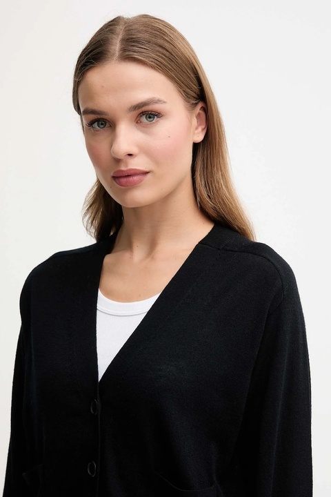 United Colors of Benetton kardigan wełniany damski kolor czarny lekki 11AHD604R - zdjęcie produktu nr 2