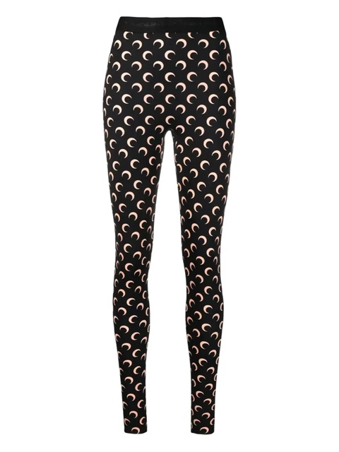 Marine Serre Fuseaux crescent-print stirrup leggings - Black - zdjęcie produktu nr 1