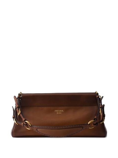 Prada Enchaîné leather buckle-strap shoulder bag - Brown - zdjęcie produktu nr 1
