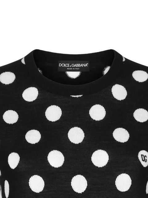 Dolce & Gabbana polka dot-pattern intarsia-knit top - Black - zdjęcie produktu nr 1