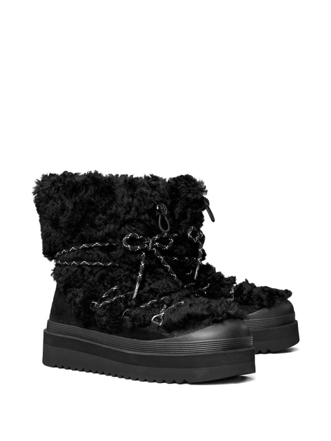 Tory Burch 40mm shearling lace-up mellow boots - Black - zdjęcie produktu nr 1