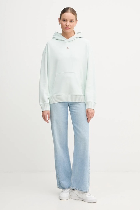 Calvin Klein Jeans bluza bawełniana damska z kapturem gładka LV047D232G - zdjęcie produktu nr 1