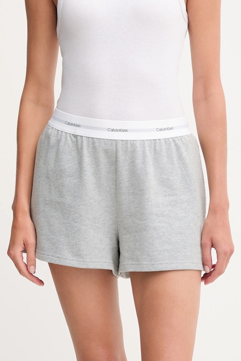 Calvin Klein Underwear szorty bawełniane lounge damskie kolor szary melanżowe high waist LV00QS7517 - zdjęcie produktu nr 1