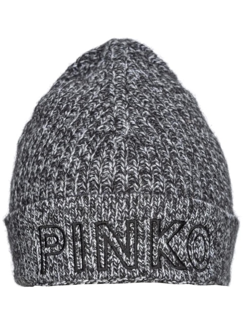 PINKO embroidered-logo wool beanie - Grey - zdjęcie produktu nr 1