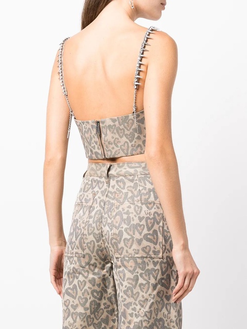 AREA Heart leopard-print bustier top - Brown - zdjęcie produktu nr 2