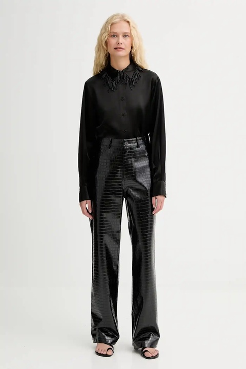 ISABELLE BLANCHE spodnie damskie kolor czarny proste high waist IS25FW-P030-T006 - zdjęcie produktu nr 2