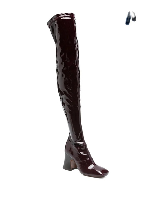 Chloé 80mm Janis leather boots - Red - zdjęcie produktu nr 2