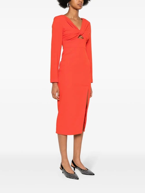 Self-Portrait twist-detail crepe midi dress - Orange - zdjęcie produktu nr 2