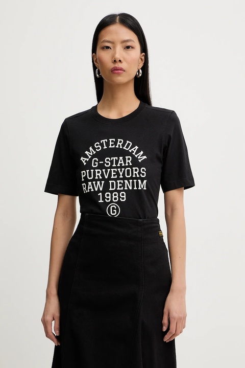 G-Star t-shirt bawełniany damski kolor czarny D27104-336 - zdjęcie produktu nr 2