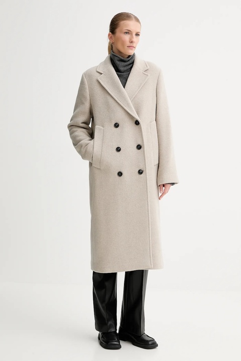 Marc O'Polo płaszcz z dodatkiem wełny kolor beżowy 510024171139 - zdjęcie produktu nr 1