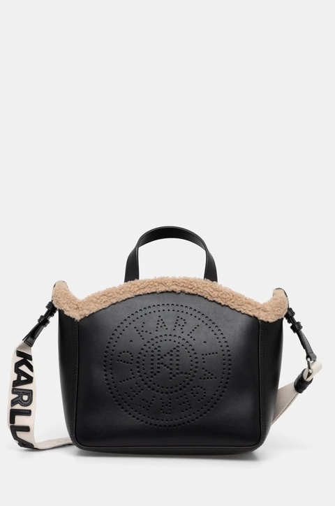 Karl Lagerfeld torebka skórzana kolor czarny 246W3084 - zdjęcie produktu nr 1