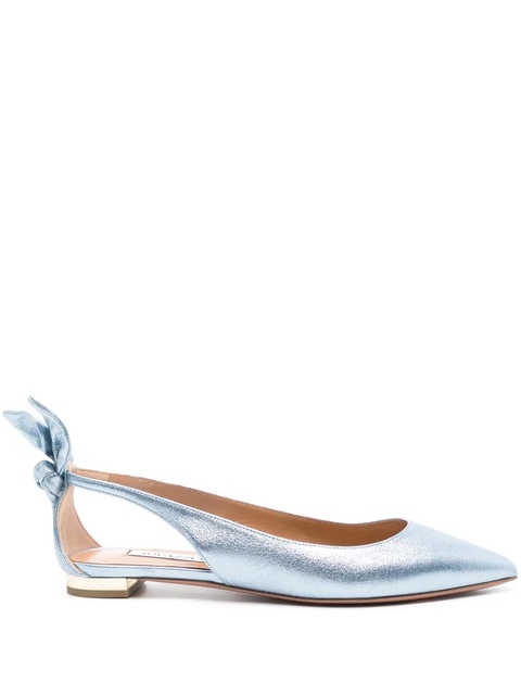 Aquazzura Bow Tie leather ballerinas - Blue - zdjęcie produktu nr 2