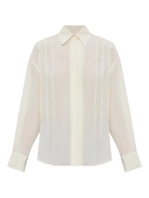 Victoria Beckham pleated-detail silk shirt - Neutrals - zdjęcie produktu nr 1