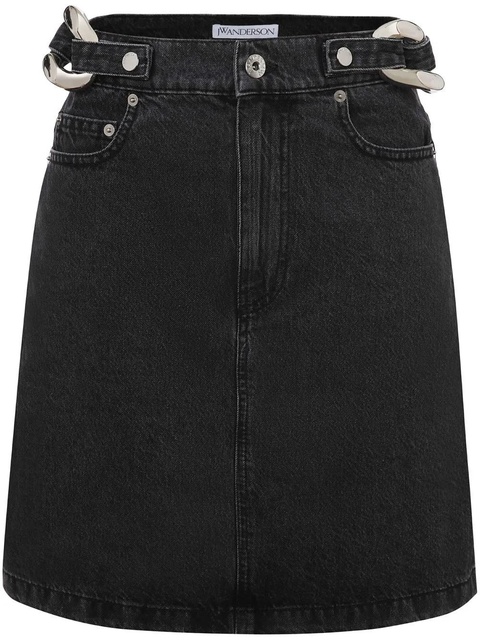JW Anderson chain-link detail denim skirt - Black - zdjęcie produktu nr 1