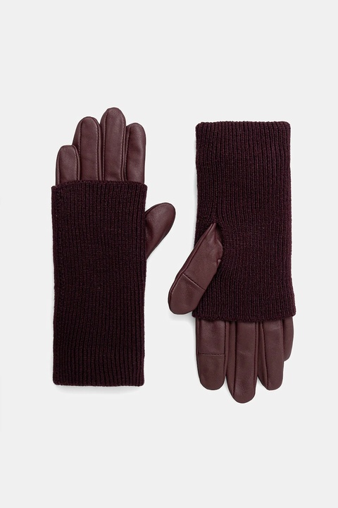 Medicine rękawiczki skórzane damskie kolor bordowy - zdjęcie produktu nr 1