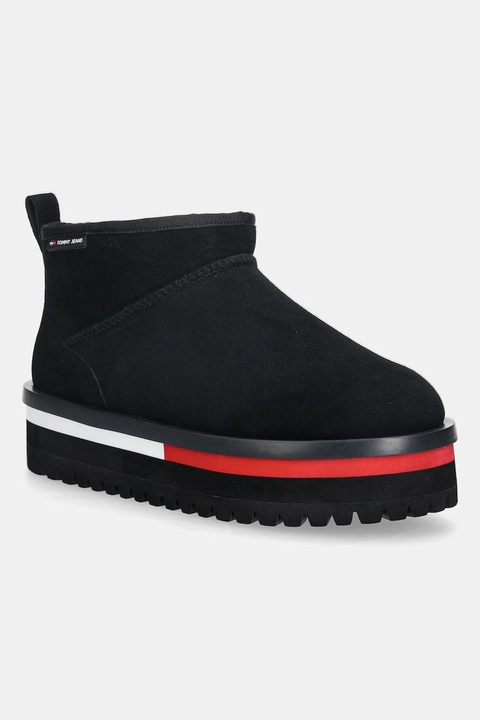 Tommy Jeans śniegowce zamszowe TJW FLATFORM SNOW BOOT SUEDE kolor czarny EN0EN02841 - zdjęcie produktu nr 1