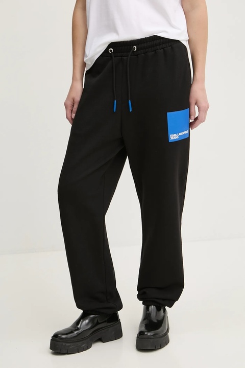 Karl Lagerfeld Jeans spodnie dresowe bawełniane kolor czarny z nadrukiem A1W10004 - zdjęcie produktu nr 2