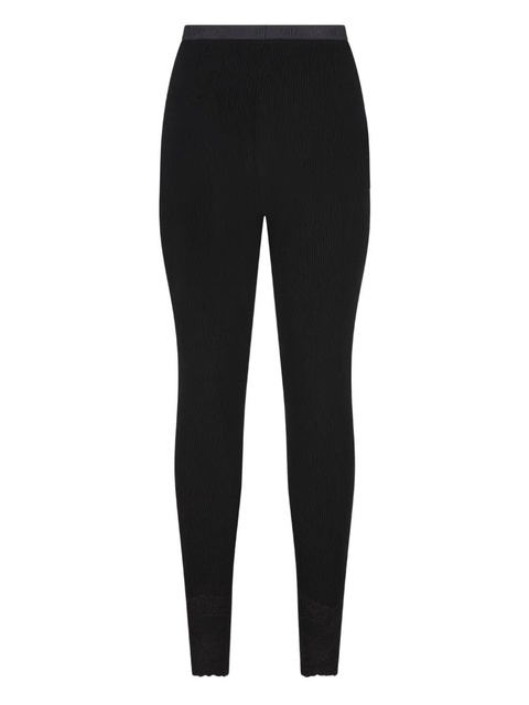 Valentino Garavani ribbed lace-detailed leggings - Black - zdjęcie produktu nr 1