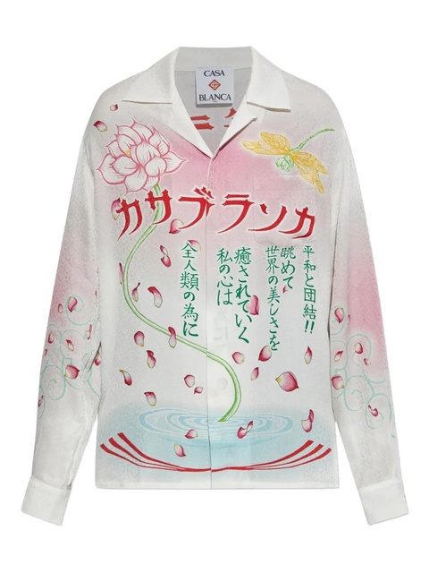 Casablanca lotus-dragonfly silk shirt - White - zdjęcie produktu nr 1