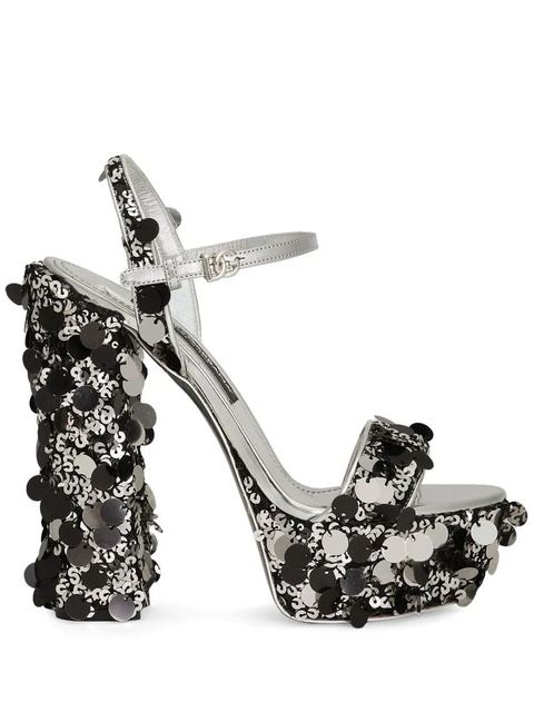 Dolce & Gabbana 105mm sequinned sandals - Silver - zdjęcie produktu nr 1